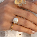 Freshwater Pearl U Shape Ring – Waterproof 18K Gold Plated Ring | Ezra Gems