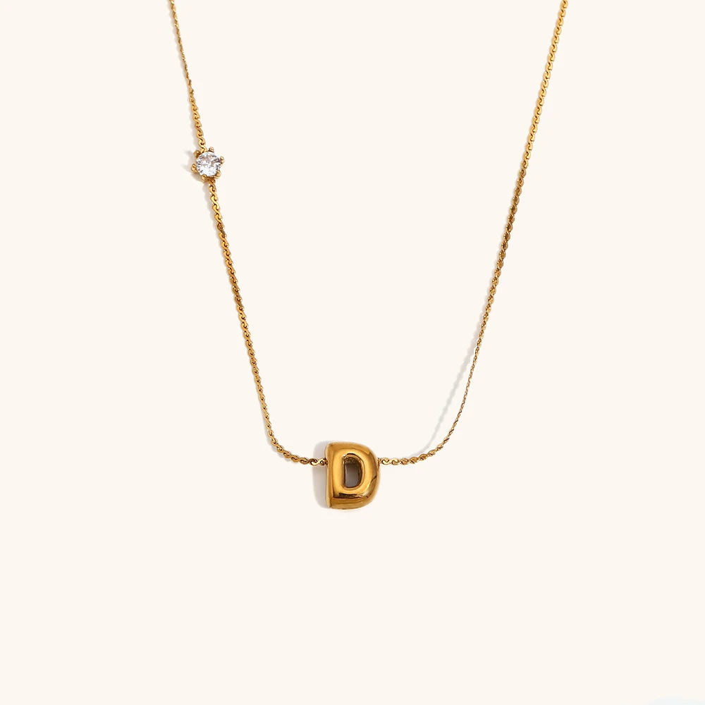 Sparkling Zircon Initial Necklace – Waterproof 18K Gold Plated Necklace | Ezra Gems