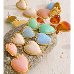 Sweet Acrylic Resin Heart Drop Earrings – Waterproof 18K Gold Plated Earrings | Ezra Gems