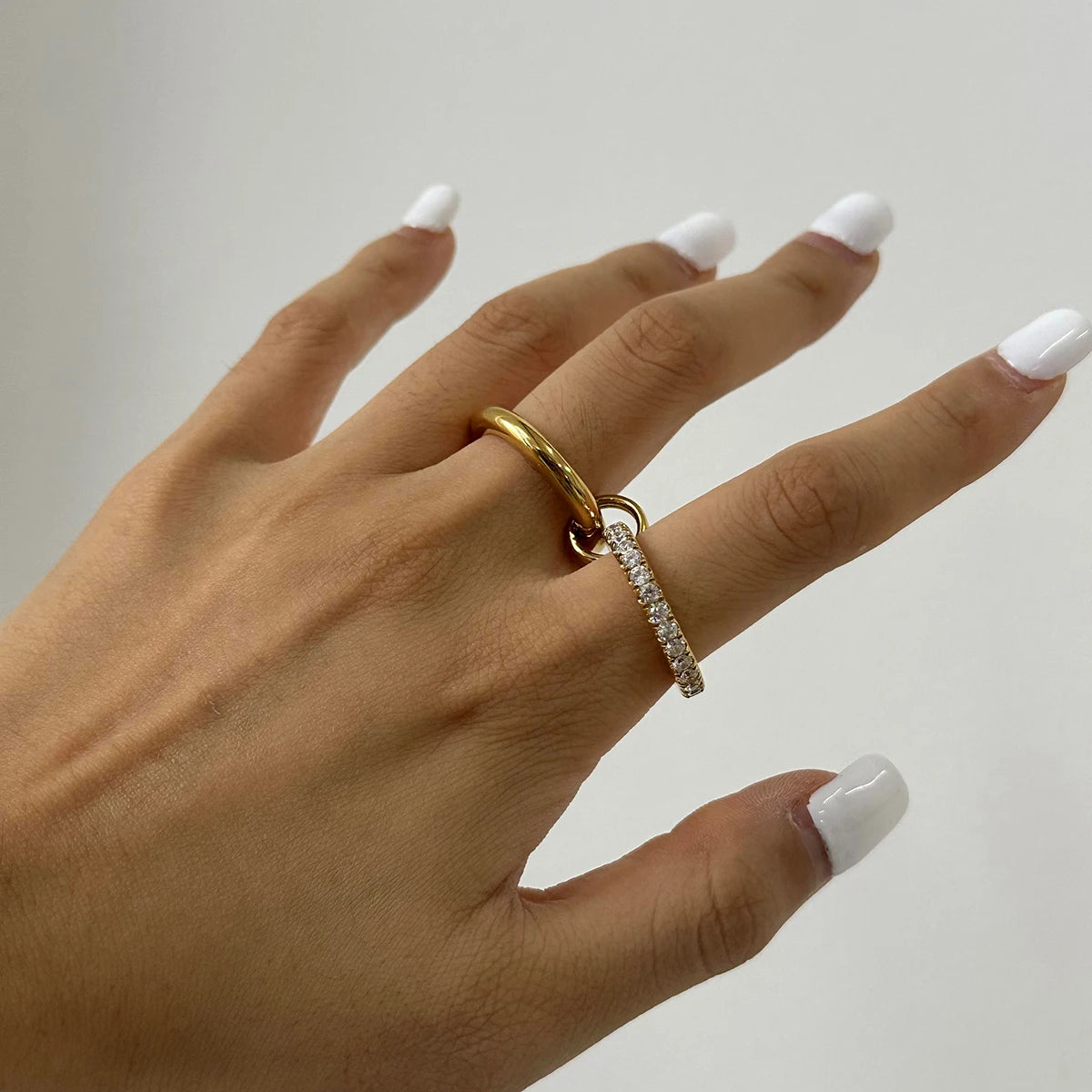Double Layer Zircon Inlaid Ring – Waterproof 18K Gold Plated Ring | Ezra Gems