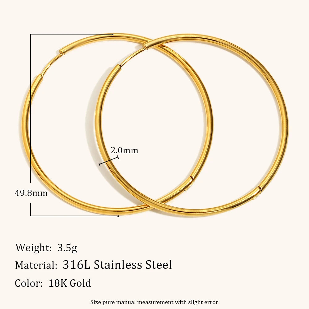 Classic Stainless Steel Hoop Earrings – Waterproof 18K Gold Plated Earrings | Ezra Gems