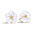 Natural Shell Flower Stud Earrings – Waterproof 18K Gold Plated Earrings | Ezra Gems