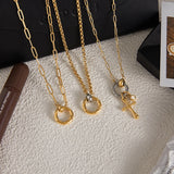 Circle Cross Pendant Necklace – Waterproof 18K Gold Plated Necklace | Ezra Gems