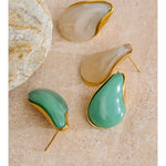 Resin Water Drop Stud Earrings – Waterproof 18K Gold Plated Earrings | Ezra Gems