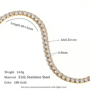 AAA Zircon Tennis Jewelry – Waterproof 18K Gold Plated Necklace and Bracelet | Ezra Gems