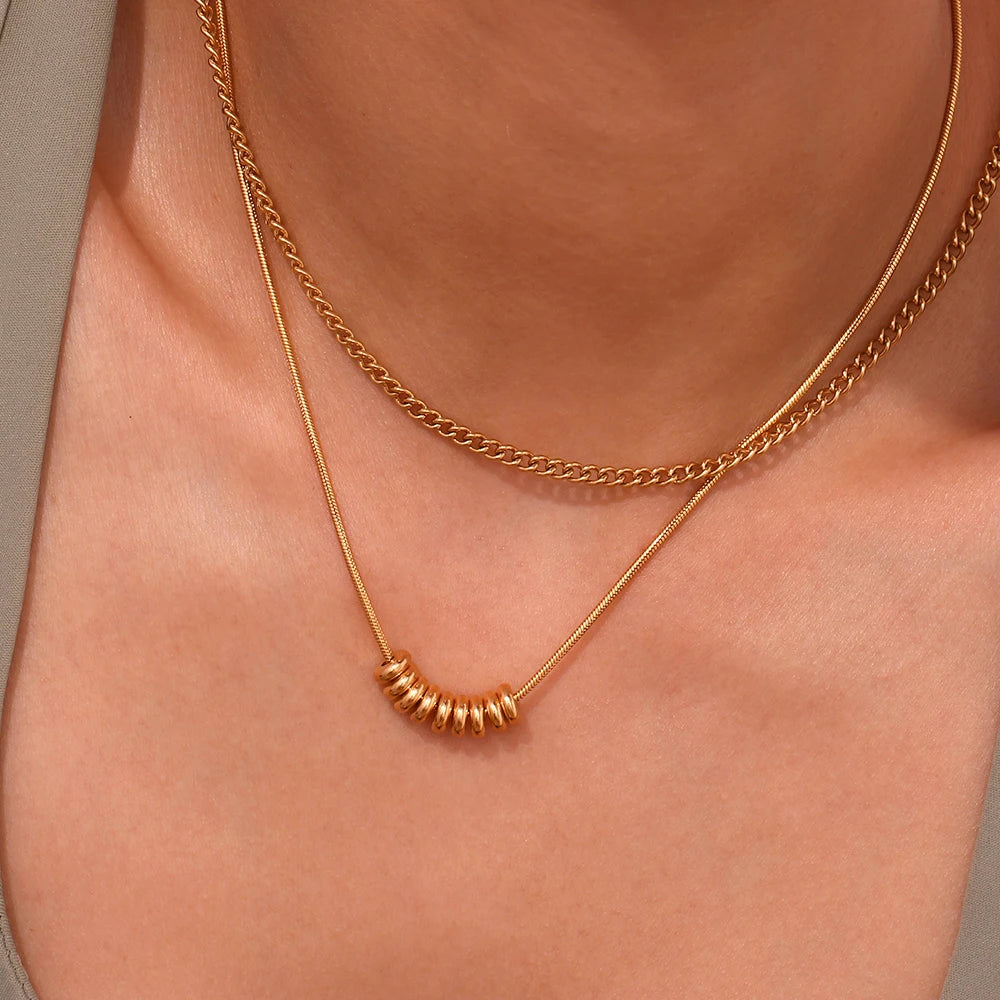 Two-Tone Beans Pendant Necklace – Waterproof 18K Gold Plated Necklace | Ezra Gems