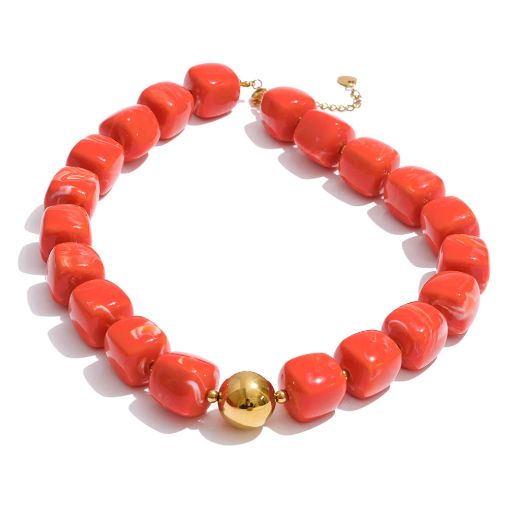 Acrylic Square Beads Chain Necklace
