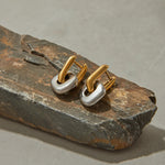 Patchwork U Shape Drop Earrings – Waterproof 18K Gold Plated Earrings | Ezra Gems