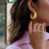 C Shape Resin Statement Stud Earrings – Waterproof 18K Gold Plated Earrings | Ezra Gems
