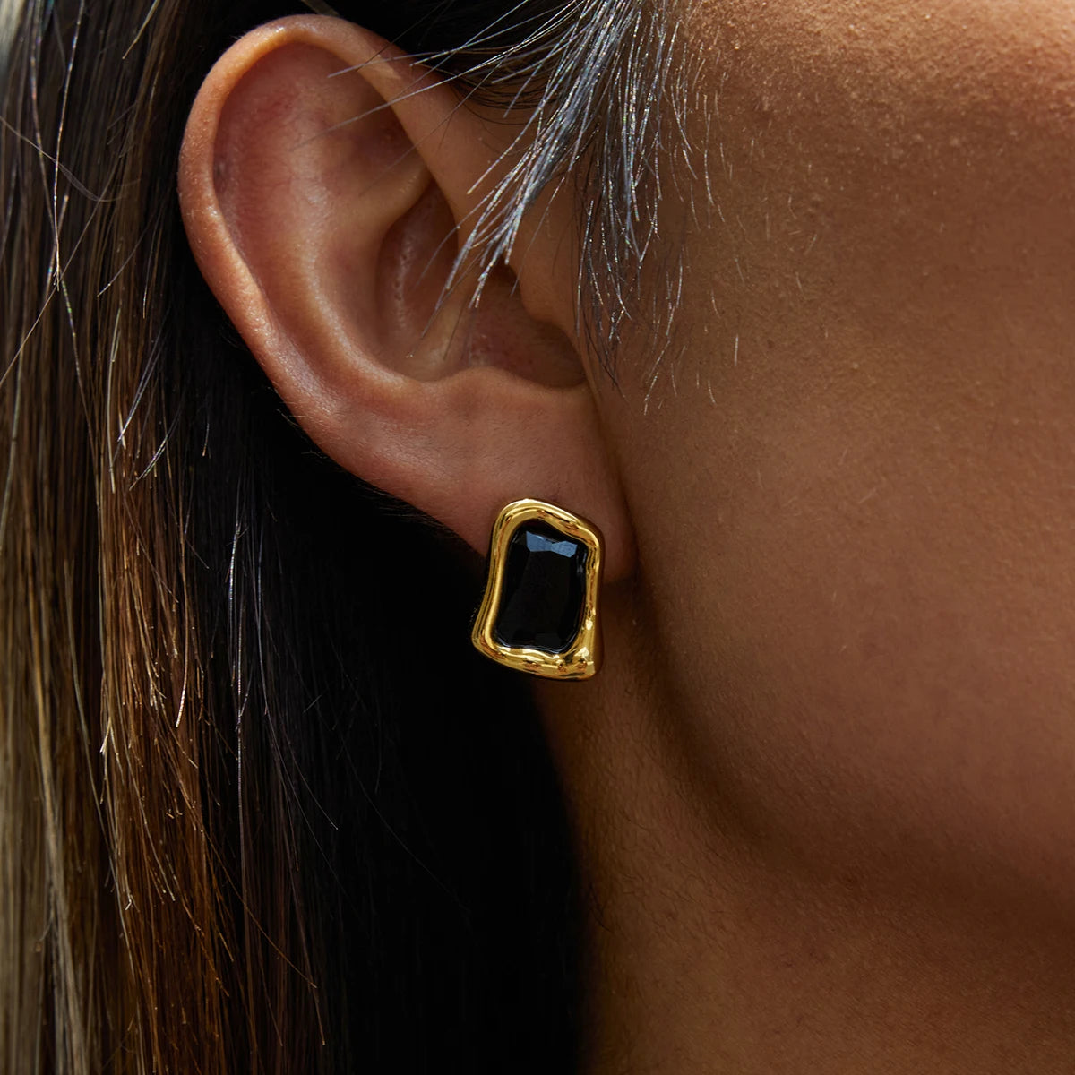 Colored Cubic Zirconia Gold Stud Earrings – Waterproof 18K Gold Plated Earrings | Ezra Gems