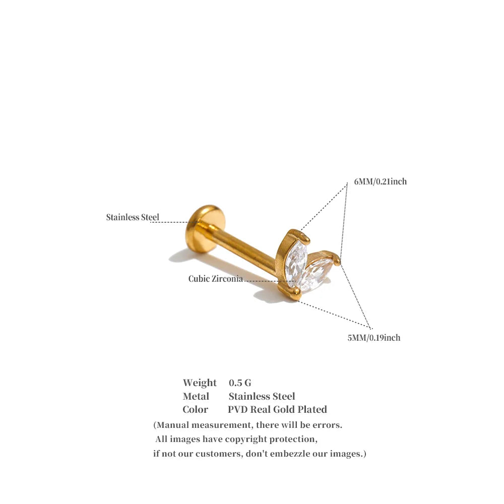 Zirconia Helix Flat Back Earring – Waterproof 18K Gold Plated Earring | Ezra Gems