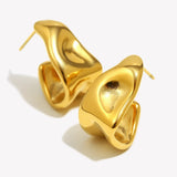 Geometric Trapezoid Creole Hoop Earrings – Waterproof 18K Gold Plated Earrings | Ezra Gems