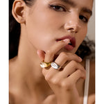 Geometric Cast Resin Statement Ring – Waterproof 18K Gold Plated Ring | Ezra Gems