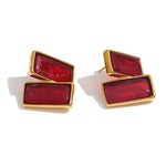 Acrylic Rectangle Stud Earrings – Waterproof 18K Gold Plated Earrings | Ezra Gems