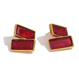 Acrylic Rectangle Stud Earrings – Waterproof 18K Gold Plated Earrings | Ezra Gems