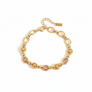 Pink Stones Chain Bracelet — waterproof hypoallergenic stainless steel gold-plated jewelry | Ezra Gems