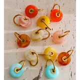 Thick Round Acrylic Resin Drop Earrings – Waterproof 18K Gold Plated Earrings | Ezra Gems