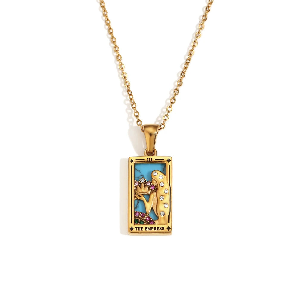 Tarot Card Pendant Necklace – Waterproof 18K Gold Plated Necklace | Ezra Gems
