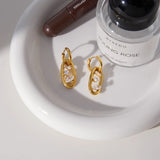 Minimalist Geometric Zircon Drop Earrings – Waterproof 18K Gold Plated Earrings | Ezra Gems