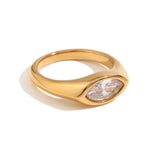 Horse Eye Zircon Signet Ring – Waterproof 18K Gold Plated Ring | Ezra Gems