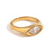 Horse Eye Zircon Signet Ring – Waterproof 18K Gold Plated Ring | Ezra Gems