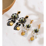 Acrylic Crystal Cat Heart Drop Earrings – Waterproof 18K Gold Plated Earrings | Ezra Gems