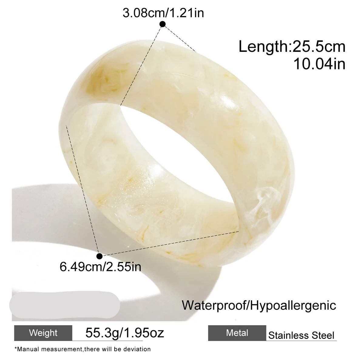Chunky Geometric Resin Wide Bangle – Waterproof 18K Gold Plated Bracelet | Ezra Gems