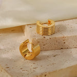Ribbed Wide Huggie Hoop Earrings – Waterproof 18K Gold Plated Earrings | Ezra Gems