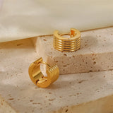 Ribbed Wide Huggie Hoop Earrings – Waterproof 18K Gold Plated Earrings | Ezra Gems