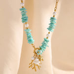 Bohemian Coral Natural Stone Necklace – Waterproof 18K Gold Plated Necklace | Ezra Gems