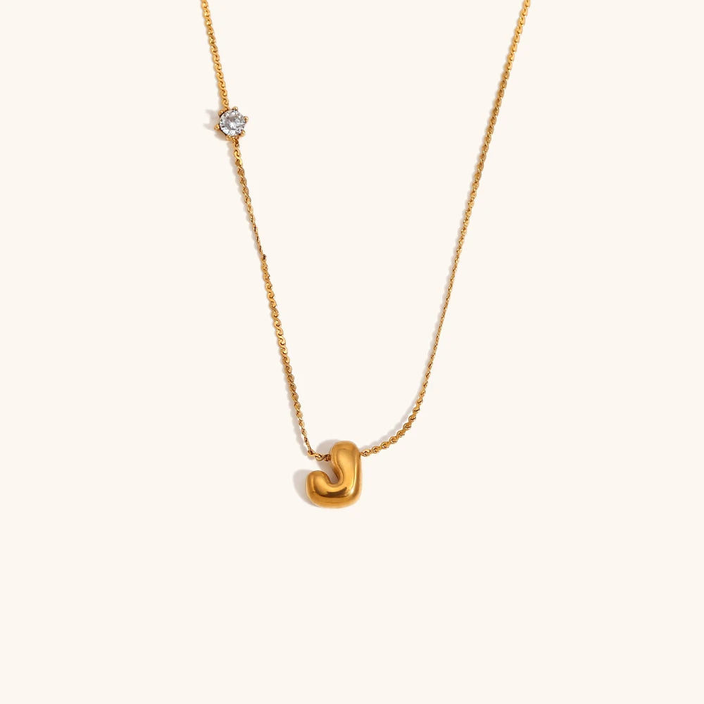 Sparkling Zircon Initial Necklace – Waterproof 18K Gold Plated Necklace | Ezra Gems