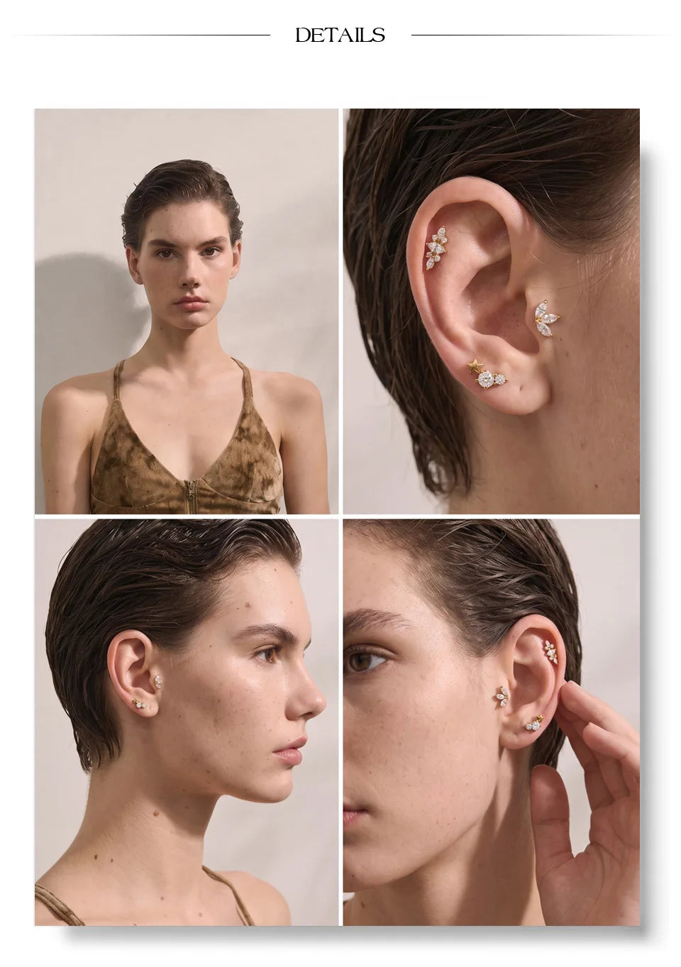 Shiny Cubic Zirconia Flat Back Earring – Waterproof 18K Gold Plated Earring | Ezra Gems