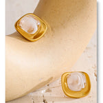 Glossy Resin Square Stud Earrings – Waterproof 18K Gold Plated Earrings | Ezra Gems
