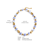 Blue Ceramic Flower Bead Necklace