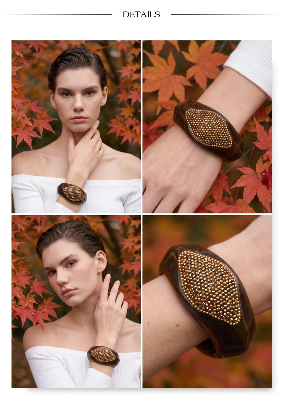 Resin Rhinestone Statement Bangle – Waterproof 18K Gold Plated Bracelet | Ezra Gems