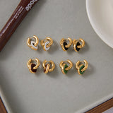 Enamel Double Ring Drop Earrings – Waterproof 18K Gold Plated Earrings | Ezra Gems