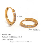 Rounded Edges Cubic Zirconia Hoop Earrings – Waterproof 18K Gold Plated Earrings | Ezra Gems