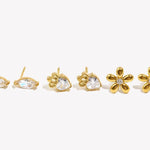 Mini Zircon Flower Stud Earrings – Waterproof 18K Gold Plated Earring | Ezra Gems