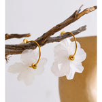 Resin Acrylic Flower Petal Drop Earrings – Waterproof 18K Gold Plated Earrings | Ezra Gems