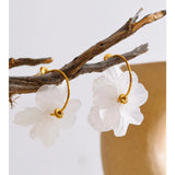 Resin Acrylic Flower Petal Drop Earrings – Waterproof 18K Gold Plated Earrings | Ezra Gems