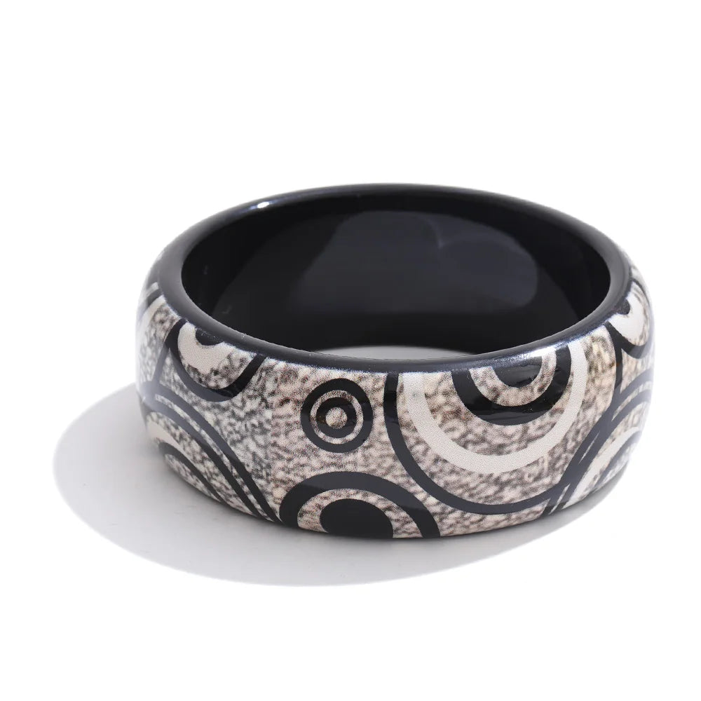 Wide Acrylic Resin Statement Bangle – Waterproof 18K Gold Plated Bracelet | Ezra Gems