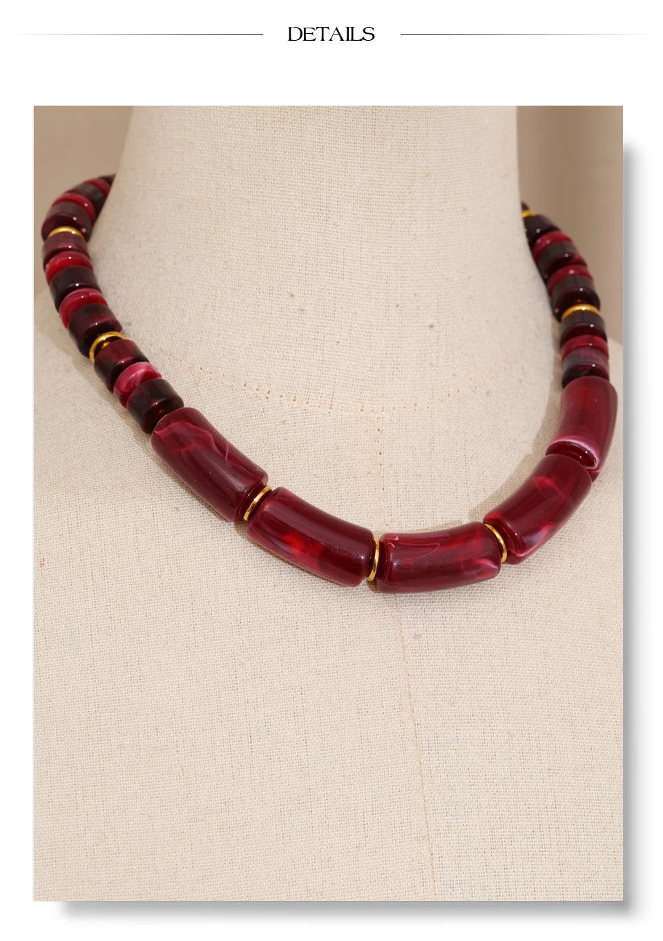 Amber Resin Bead Statement Necklace – Waterproof 18K Gold Plated Necklace | Ezra Gems