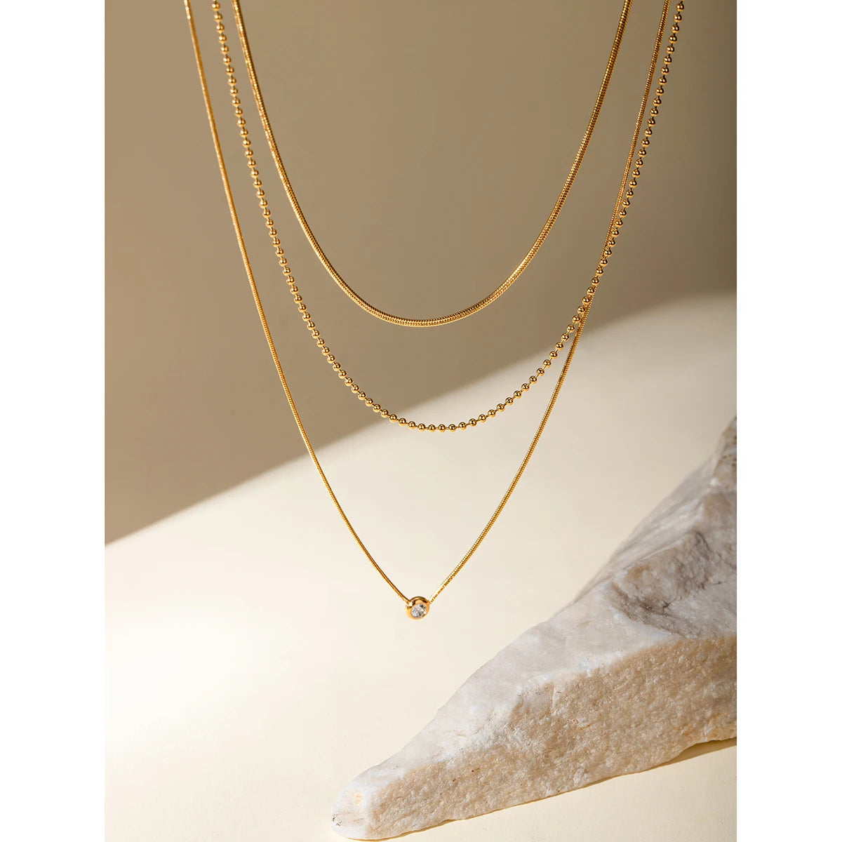 Three Layer Y Shape Necklace – Waterproof 18K Gold Plated Necklace | Ezra Gems