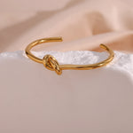 Minimalist Knot Cuff Bangle – Waterproof 18K Gold Plated Bracelet | Ezra Gems