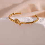 Minimalist Knot Cuff Bangle – Waterproof 18K Gold Plated Bracelet | Ezra Gems