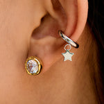Round Zirconia Gold Halo Stud Earrings – Waterproof 18K Gold Plated Earrings | Ezra Gems