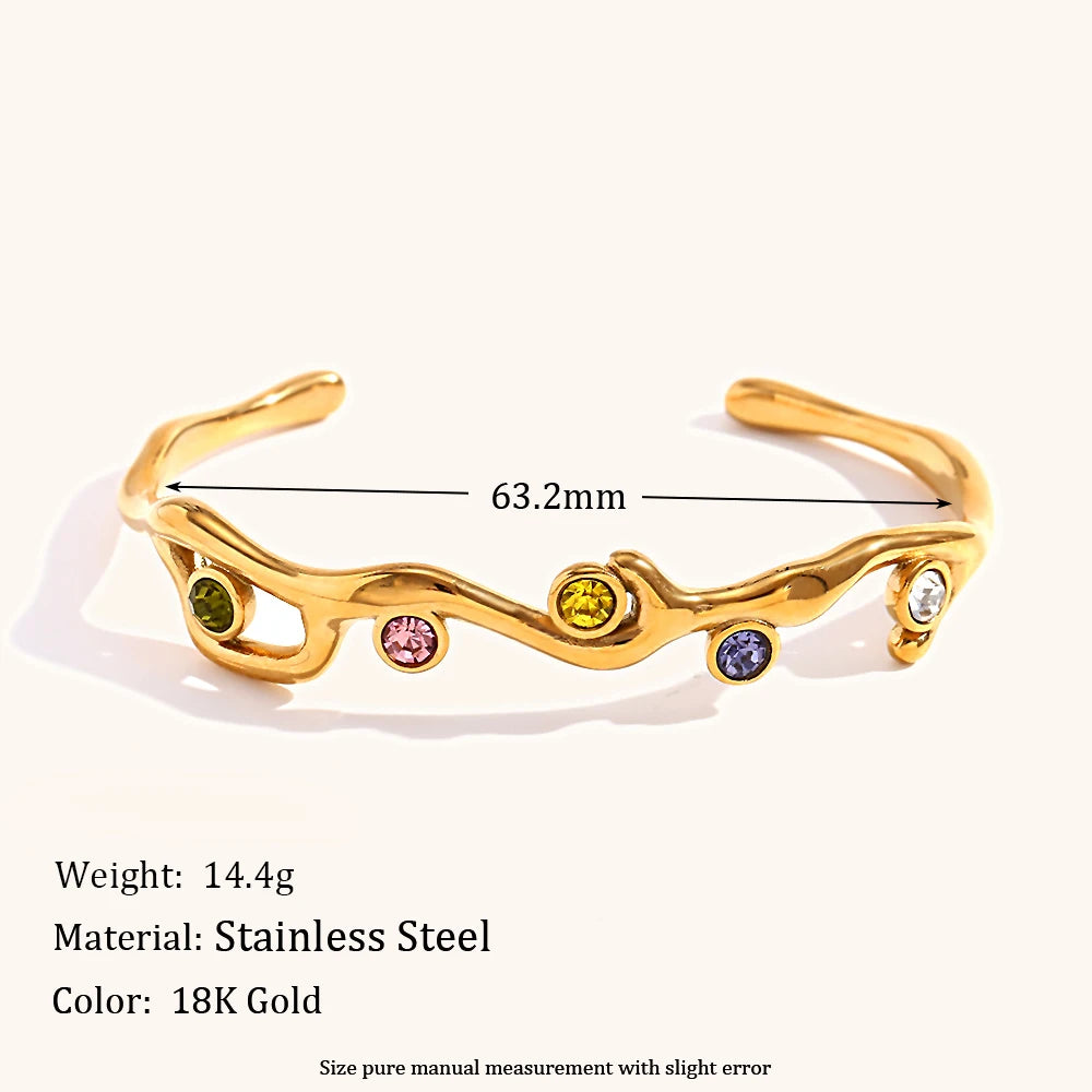 Branches Colored Zircon Bracelet – Waterproof 18K Gold Plated Bracelet | Ezra Gems
