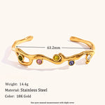 Branches Colored Zircon Bracelet – Waterproof 18K Gold Plated Bracelet | Ezra Gems