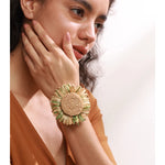 Sunflower Resin Cuff Bangle Bracelet – Waterproof 18K Gold Plated Bracelet | Ezra Gems