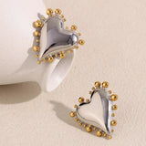 Slanted Heart Bead Edge Earrings – Waterproof 18K Gold Plated Earrings | Ezra Gems